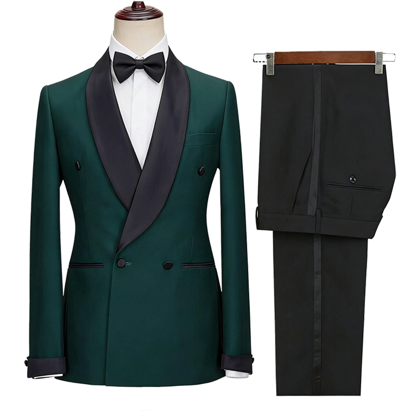 Costume homme 2 pieces double boutonnage revers châle pour bal