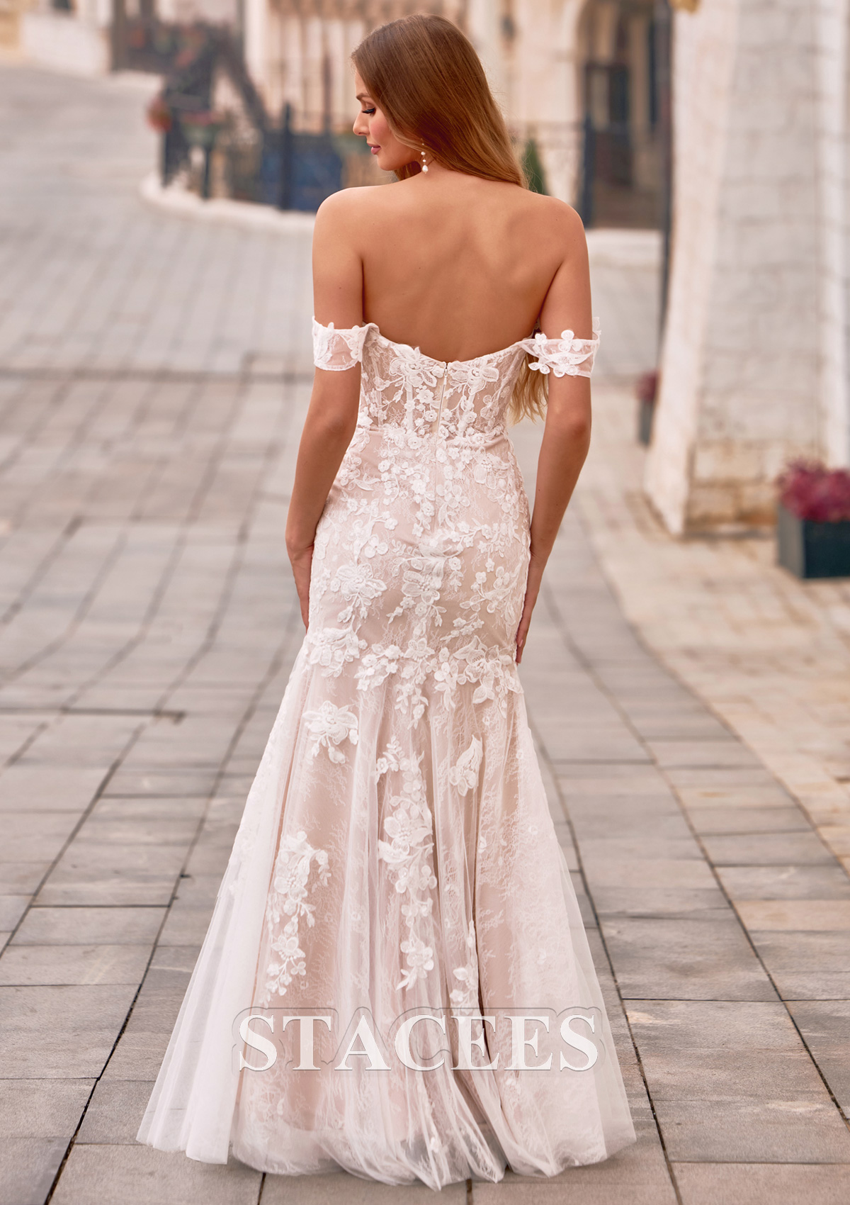 mermaid wedding dress with corset Julia Corset-Back Lace and Tulle Mermaid Wedding Dress Ivory / 22