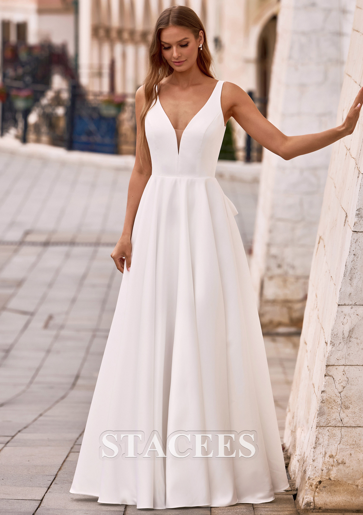 a line cut wedding dress NEVADO | A-line wedding dress with a boat neckline