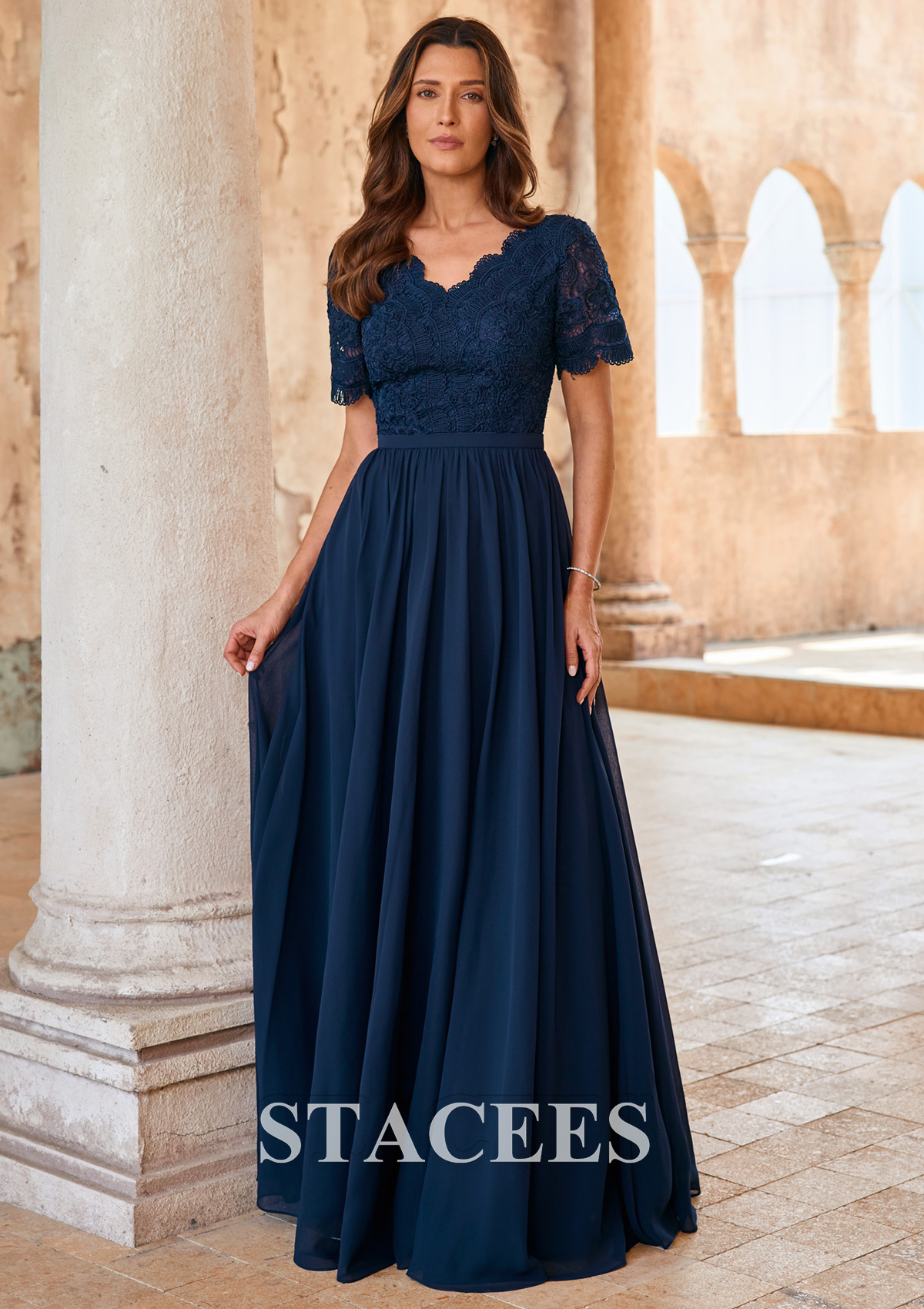 mother of the groom chiffon dresses A Line Dark Grey Long Chiffon Mother of the Bride Dress with Slit