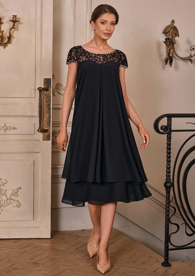 black mother of the bride dresses short A Line Black Mother of The Bride & Groom Dresses