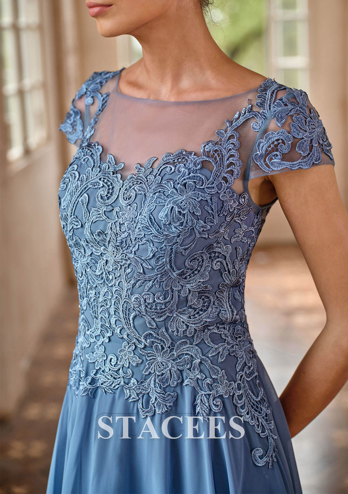 mother of the bride dresses lace cap sleeves Mother of the Bride Dress Style #27870