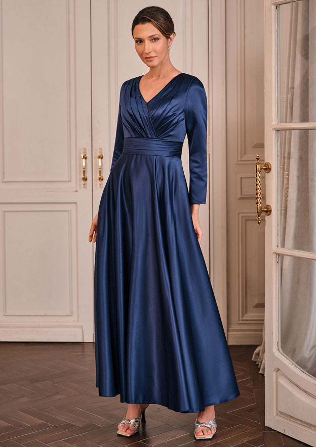 mother of groom ankle length dresses Long Sleeves Appliques Ankle Length Chiffon Mother Of The Bride Dress