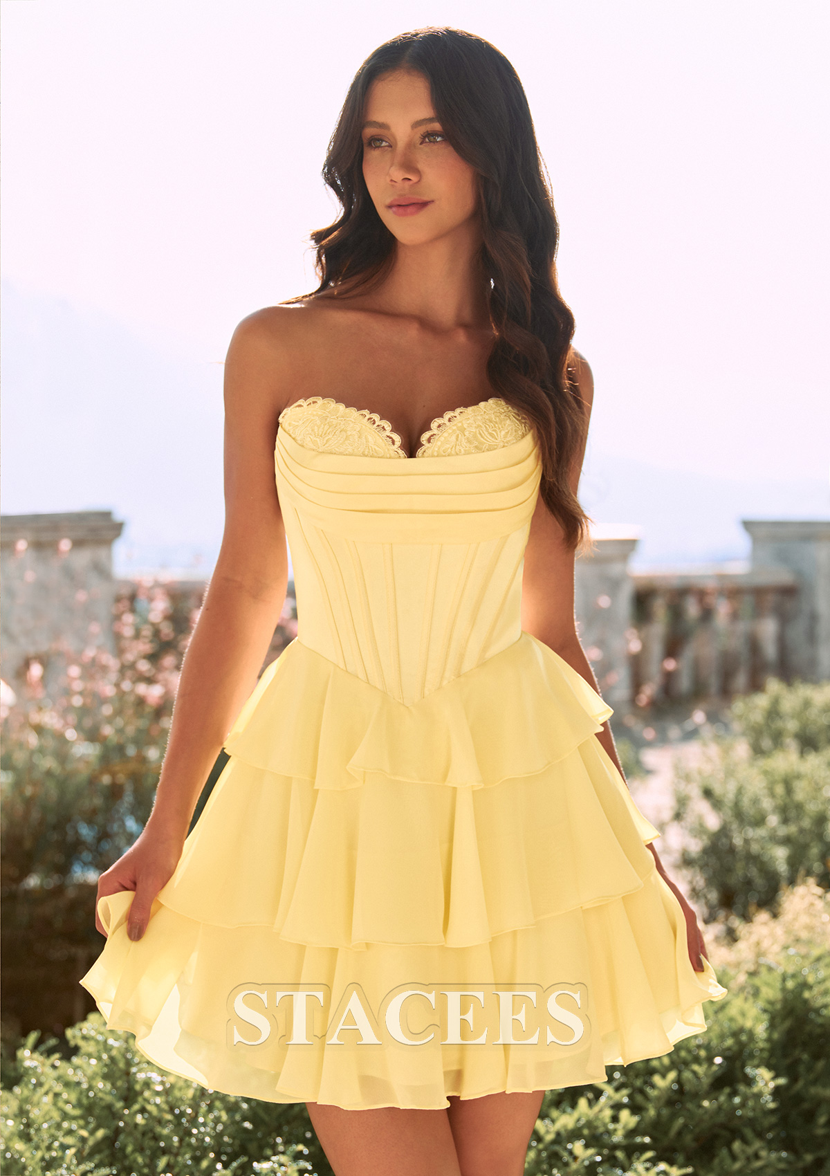 Narciso Vestido línea a escote drapeado gasa corto/mini vestido para homecoming