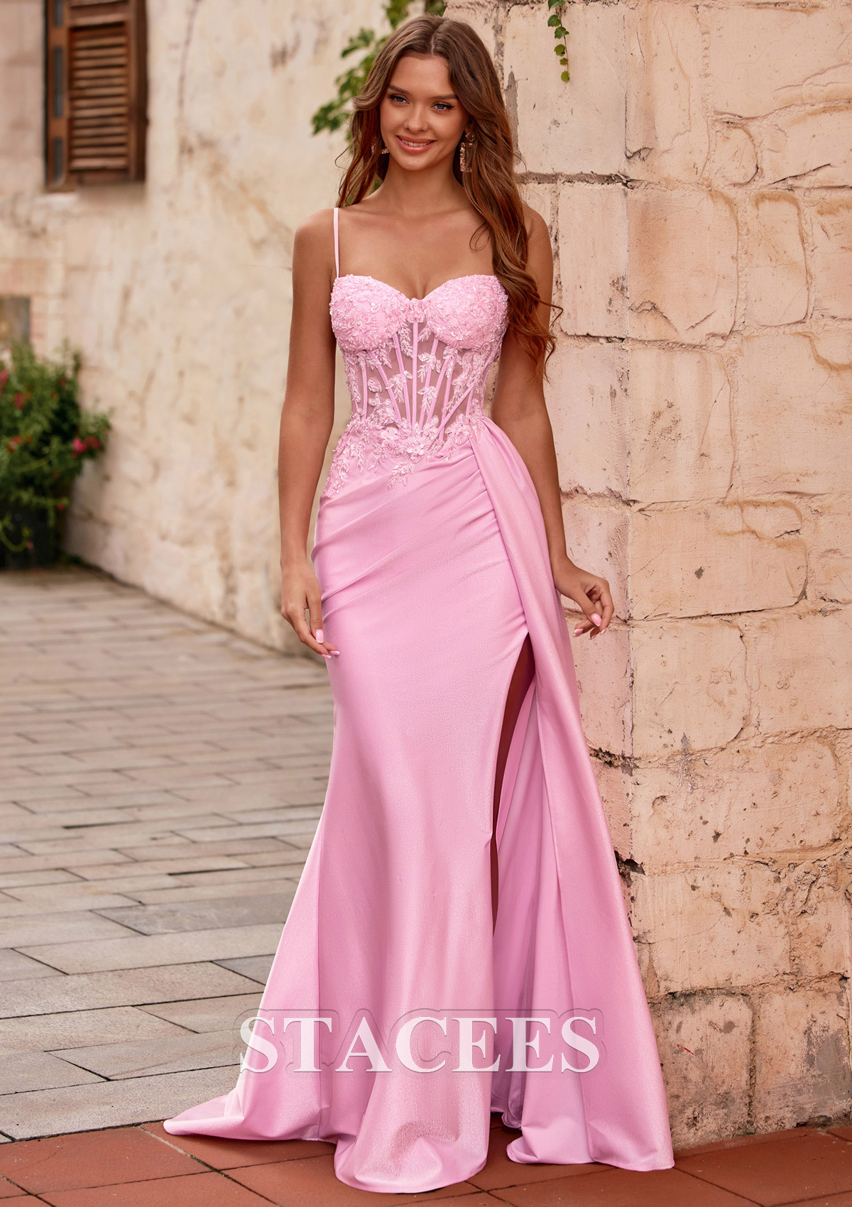 prom dress with beaded bodice Mermaid V Neck Sheer Corset Slit Side Draping S8985P - Prom Dresses Design:V-Neck YANDW Women Strapless Bra Color:Nutmeg This fitted gown is
