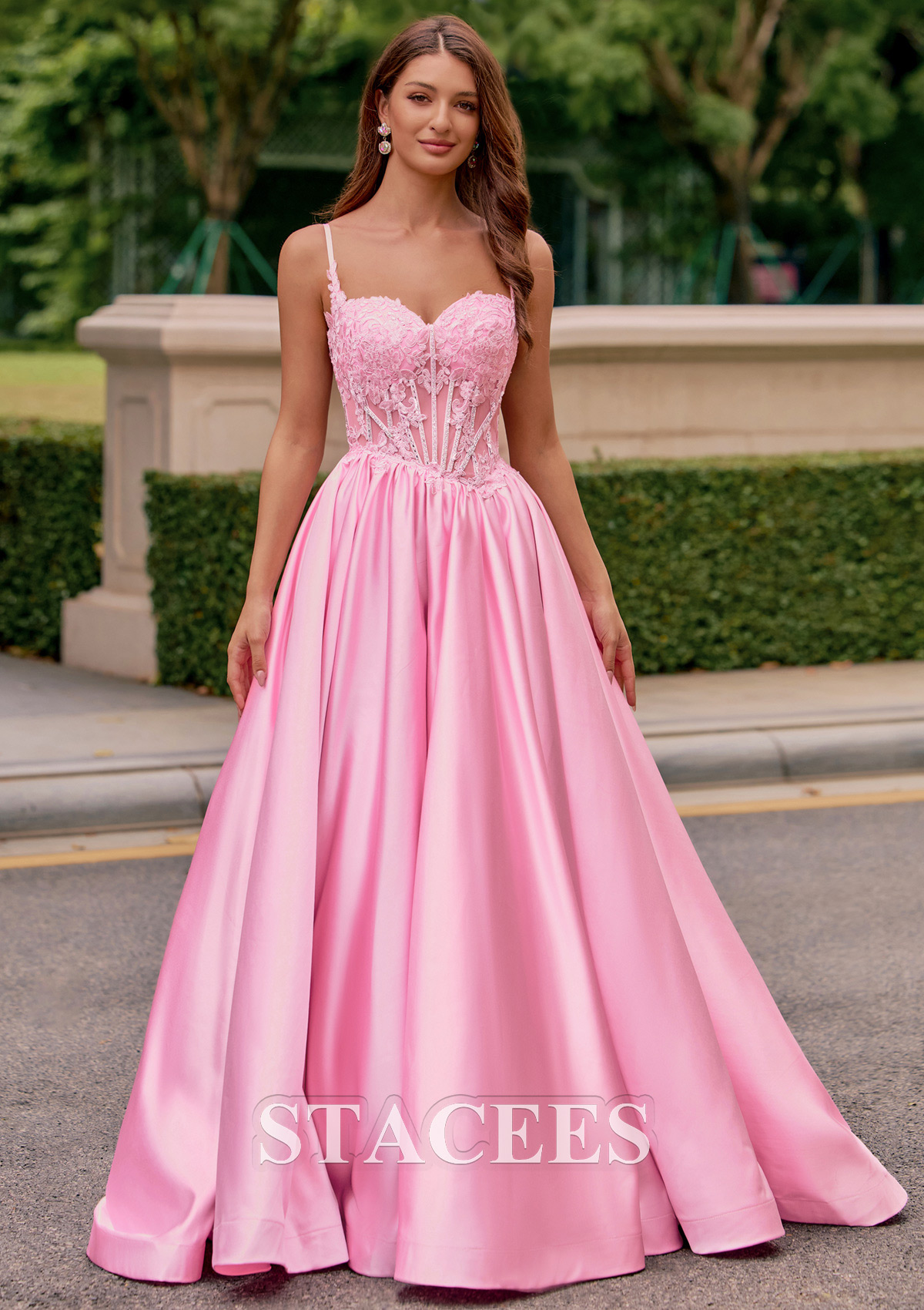 corset top a line prom dress A-line Beaded Sheer Floor-Length Satin with Pockets S8995P - Prom Dresses A-line Bow Corset Satin Leaf Sequin ball or any formal Size:32