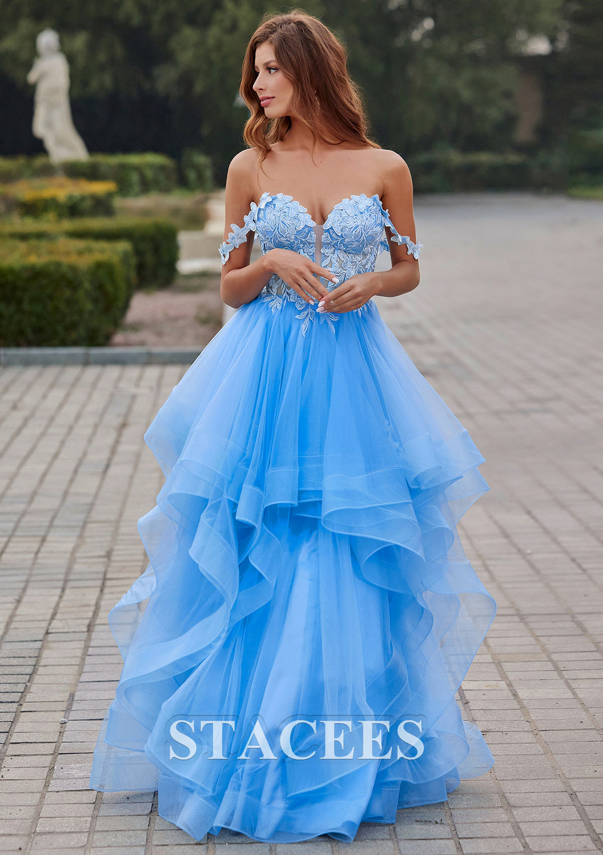 As picture Trapèze princesse épaule dénudée tulle ras du sol robe de bal  - STACEES