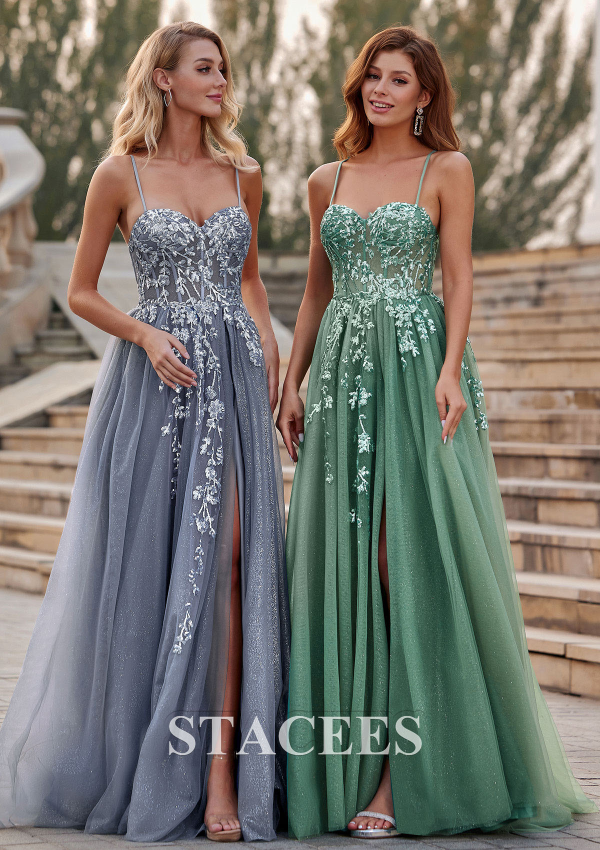 As picture Trapèze cache coeur tulle traîne balayage robe de bal avec glitter  - STACEES
